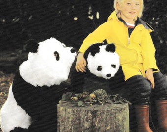 Vintage Sewing Pattern Giant Panda Mother and Baby  Soft Toy  Plush   Zoo Animal Safari