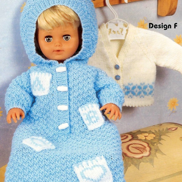 Vintage Knitting Pattern PDF Dolls Clothes  Eight Outfits Sleeping Bag Cocoon Premature Baby  Reborn Dolls