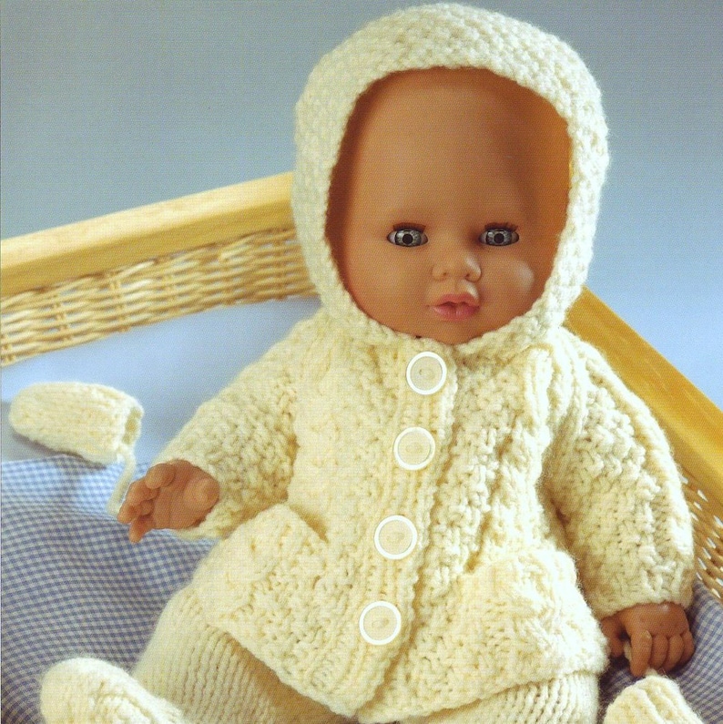 Vintage Knitting Pattern PDF Dolls Clothes Aran Hoodie Jacket Etsy