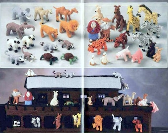 Vintage Crochet Pattern Noahs Ark and Animals  Zoo Safari Farm  Retro 1970s Soft Toy Nativity