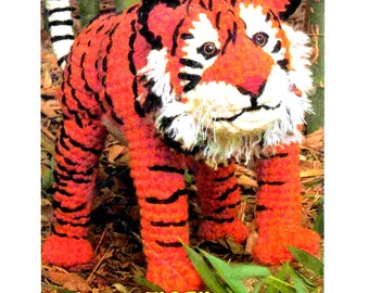 INSTANT DOWNLOAD PDF  Vintage Crochet Pattern  Large Tiger  Retro 1970s Soft Toy Animal Safari Zoo Jungle