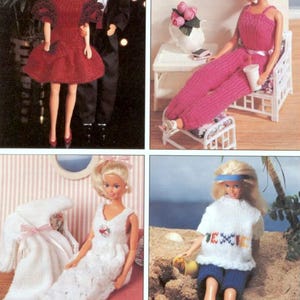 Vintage Knitting Pattern PDF Fashion Doll Clothes Honeymoon Cruise Wardrobe Dress Poncho Bikini Boy Girl Dolls Barbie Sindy image 3