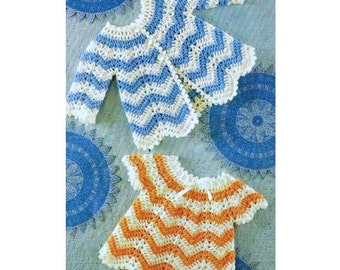 Vintage Crochet Pattern PDF Baby Chevron Matinee Jacket and Angel Top Coat Cardigan