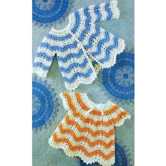 RETIREMENT SALE Vintage Crochet Pattern PDF Baby Chevron Matinee Jacket and Angel Top Coat Cardigan Etsy UK