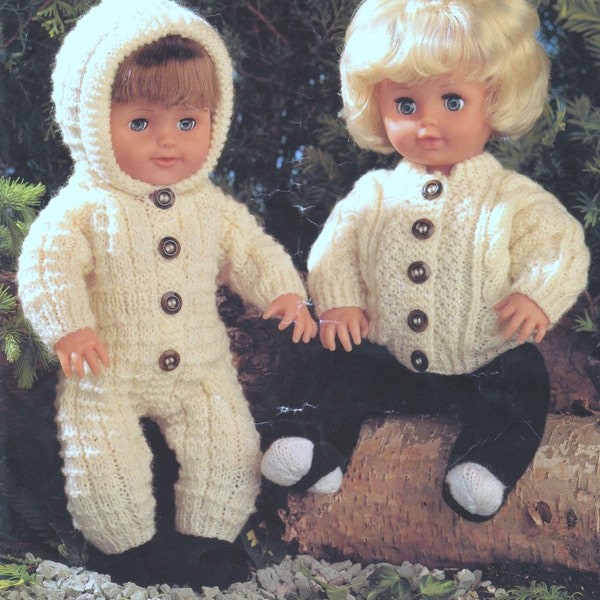 Vintage Knitting Pattern PDF Dolls Clothes Aran Snowsuit Jacket Ski Pants Socks   Premature Baby  Reborn Dolls