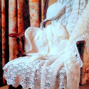 RETIREMENT SALE *** Vintage Crochet Pattern PDF Baby Matinee Jacket Bonnet and Shawl Christening Lace  4ply