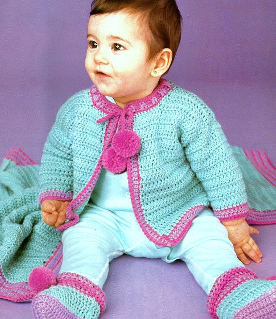 963 Crochet Pram Blankets DK Vintage Crochet Pattern