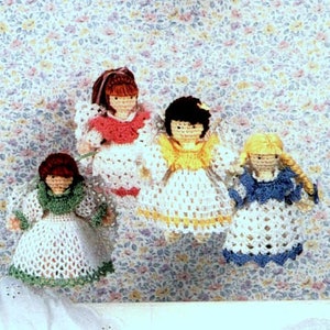 Vintage Crochet Pattern Guardian Angels for Baby Toys Mobile Granny Squares Afghan Wreath Cot Blanket Baby Shower Gift