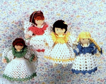 SALE *** Vintage Crochet Pattern Guardian Angels for Baby Toys Mobile Granny Squares Afghan Wreath Cot Blanket Baby Shower Gift