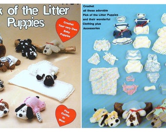 SALE *** Vintage Crochet Pattern Puppies and Puppy Outfits  Bulldog Labrador Hound Toy Dog  Puppy Clothes Pet Toy Pound Puppies
