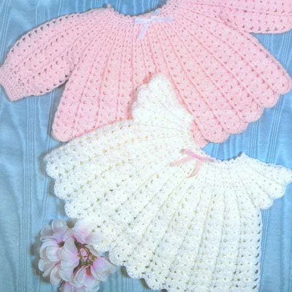 Vintage Crochet Pattern PDF Baby Angel Top Coat Jacket Lace Dress Lac…