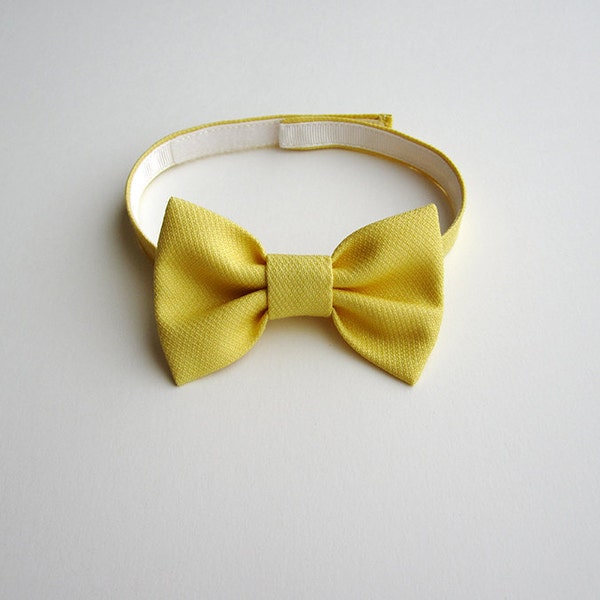 Zitronengelbe Baby Schleife mit verstellbaren Klettverschluss Befestigung-pre-tied Baby bowtie