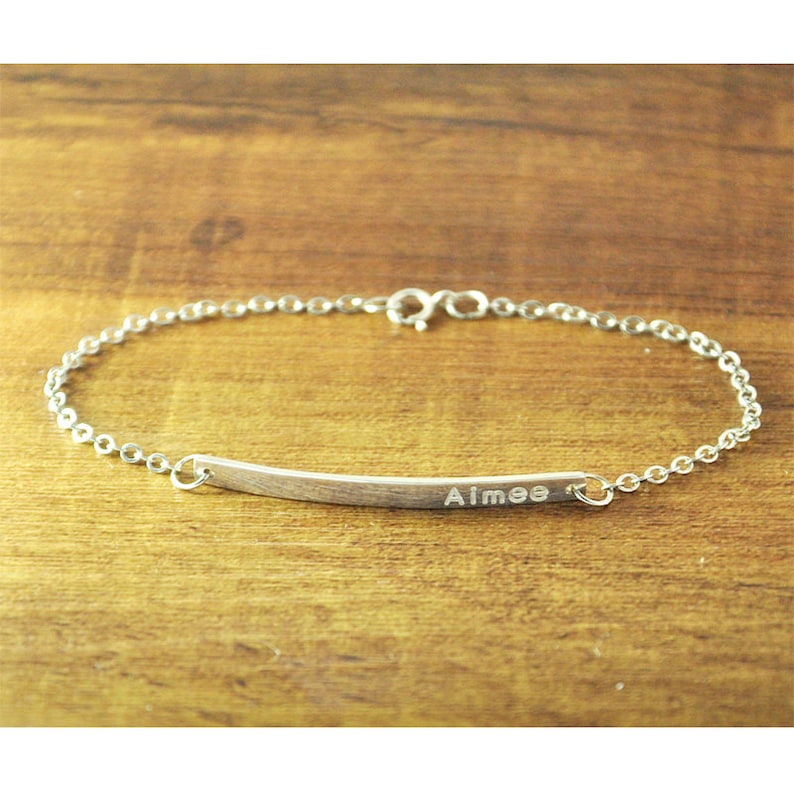 925 Silver bar Jewelry Engraved Bracelet Memorial Bracelet Nameplate Bracelet gift for girl Valentine/'s gifts Personalized Bar Bracelet