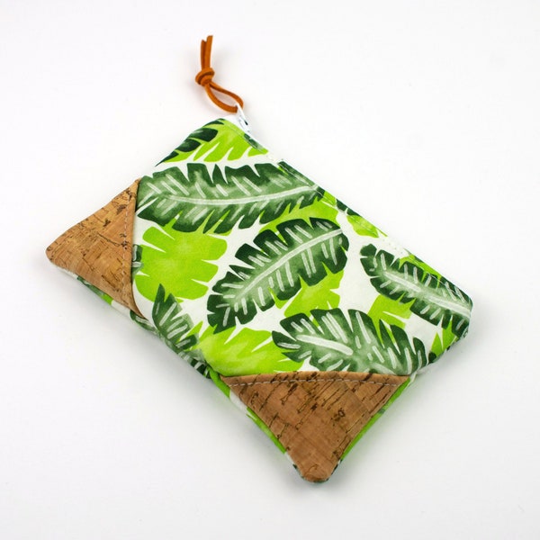 Banana Leaf Coin Purse, Palm Leaf Zipper Pouch, Small Vegan Wallet