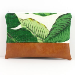 Banana Leaf Wallet, Small Crossbody, Palm Wristlet Wallet, Tropical Clutch, Clutch Wallet, Vegan Womens Wallet image 1