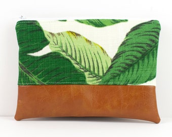 Banana Leaf Wallet, Small Crossbody, Palm Wristlet Wallet, Tropical Clutch, Clutch Wallet, Vegan Womens Wallet