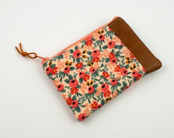 Small Wallet, Floral Coin Purse, Small Card Holder, Floral Zipper Pouch, Cute Gift