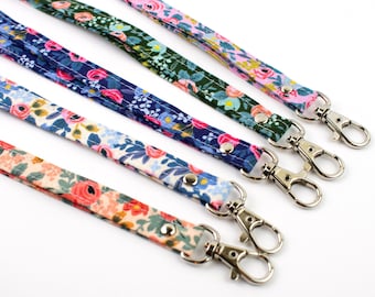 Floral Lanyard, Girly Lanyard, Cute ID Holder, Stocking Stuffer, Girl Lanyard, Boho Gift, Floral Fabric