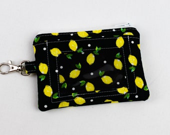 Lemon Coin Purse, Cute Lemon Gift, Lemon ID Wallet, Keychain ID Holder, Small Wallet