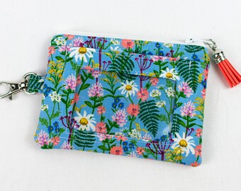 Wildflower ID Holder, Mini Wallet Floral, Cute ID Wallet, Floral Student Gift, Floral Wallet