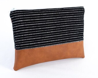 Black Clutch, Cell Phone Pouch, Black Crossbody Bag, Phone Wallet, Large Wristlet Stripe