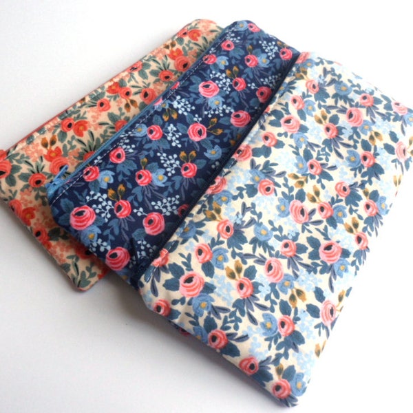 Floral Pencil Pouch, Small Zipper Pouch, Pencil Case, Purse Organizer, Makeup Bag, Rifle Paper Co