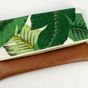 Palm Leaf Clutch, Foldover Wristlet, Tropical Fold Over Clutch, Small Purse, Bridesmaid Bag image 2