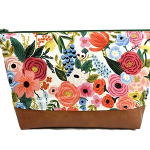 Cute Floral Makeup Bag, Floral Zipper Pouch, Large Zipper Pouch, Diaper Holder, Large Cosmetic Case