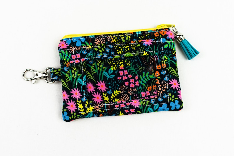 Bright Floral Mini Wallet Floral Lanyard Keychain Student ID Holder Gift Floral ID Wallet Cute Coin Purse