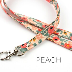 Floral Lanyard, Girly Lanyard, Cute ID Holder, Stocking Stuffer, Girl Lanyard, Boho Gift, Floral Fabric Peach