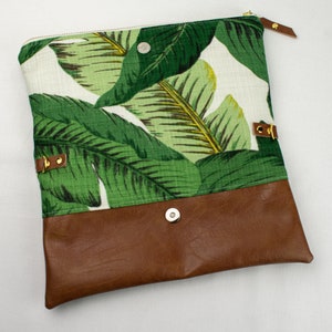 Palm Leaf Clutch, Foldover Wristlet, Tropical Fold Over Clutch, Small Purse, Bridesmaid Bag image 3