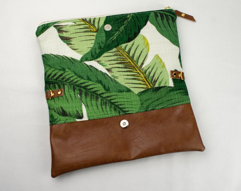 Palm Leaf Clutch, Foldover Wristlet, Tropical Fold Over Clutch, Small Purse, Bridesmaid Bag image 3