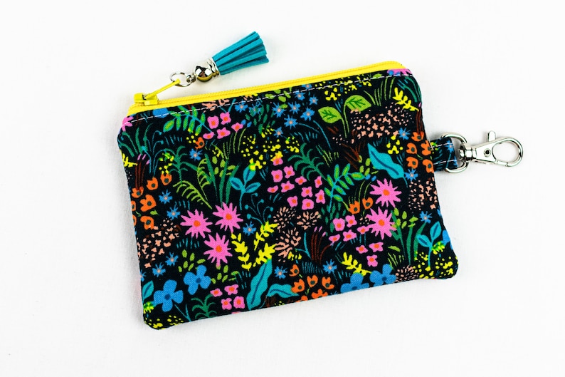 Bright Floral Mini Wallet Floral Lanyard Keychain Student ID Holder Gift Floral ID Wallet Cute Coin Purse