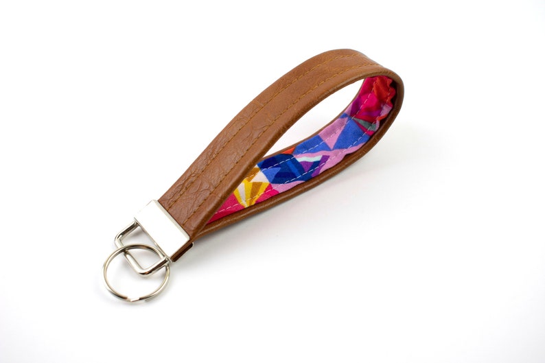 Colorful Geometric Vegan Keychain Wristlet