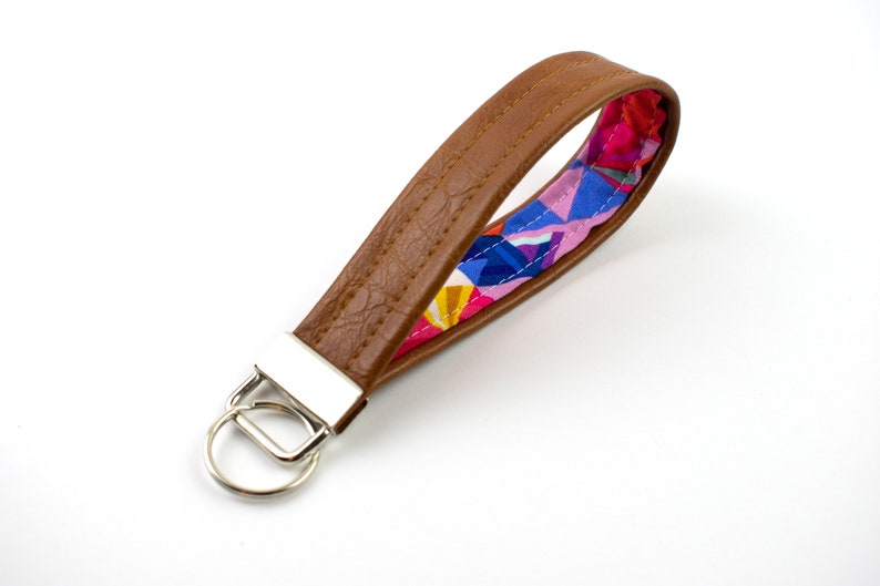Colorful Geometric Vegan Keychain Wristlet