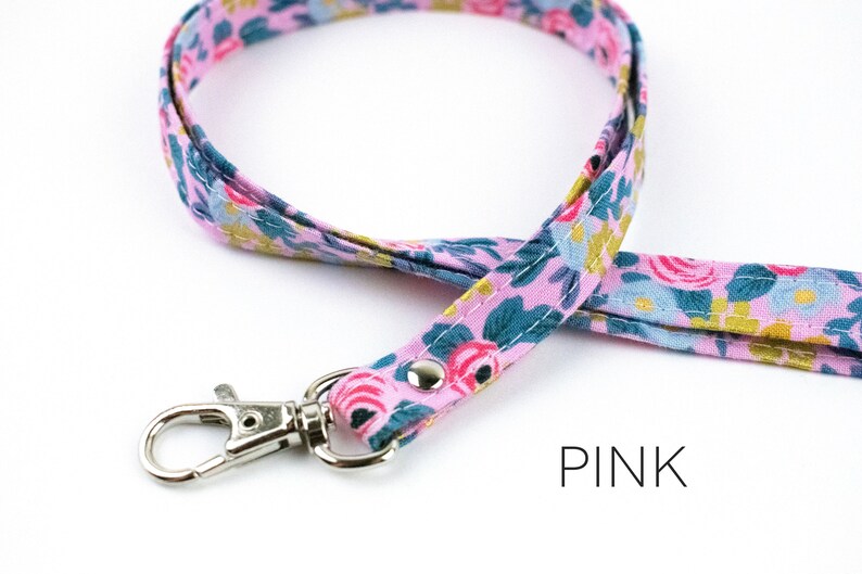 Floral Lanyard, Girly Lanyard, Cute ID Holder, Stocking Stuffer, Girl Lanyard, Boho Gift, Floral Fabric Pink