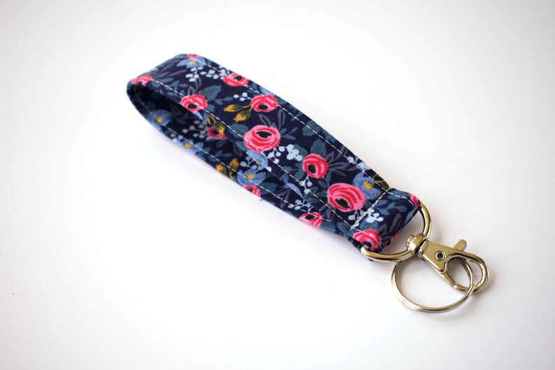 Floral Keychain Fabric Key Fob Girly Keychain Girly Key Etsy
