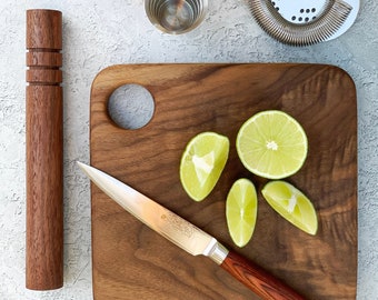 Cocktail Citrus Cutting Board & Wood Muddler Combo