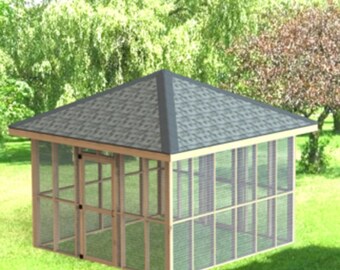 Garden Gazebo/Man Cave/She Shed Building Plans I Hip Roof