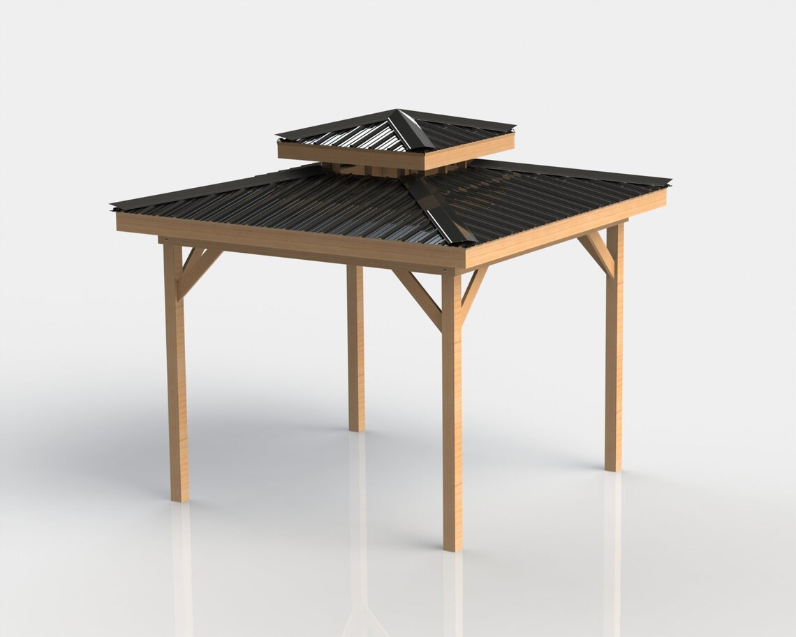 Hot Tub Gazebo Building Plans Double Hip Roof 12 X 12 Metal Roof Etsy