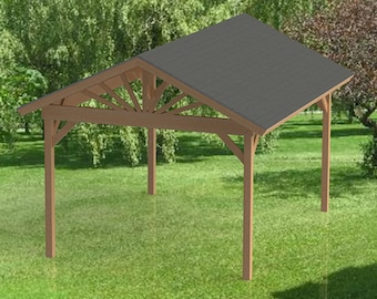 Gable Roof Gazebo Building Plans 18'x14' Perfect for Spas