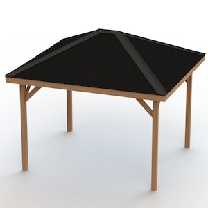 Hip Roof Gazebo Building Plans 12' x 14' with Metal Roof - Perfect for Spas