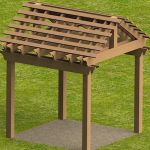 Gable Roof Pergola Building Plans 10&#39; x 10&#39;