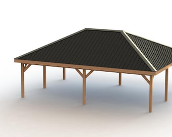 Hip Metal Roof Gazebo Building Plans 20' x 28'