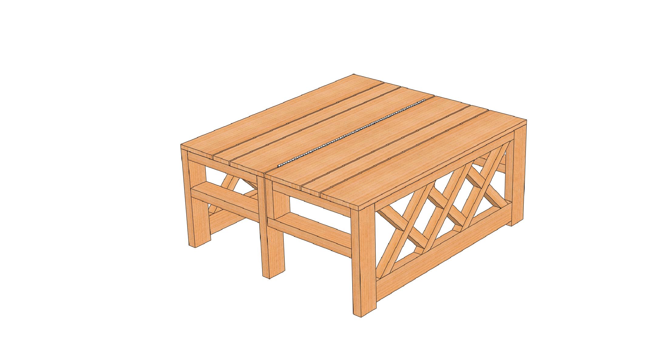 Convertible Outdoor Coffee Table to Bench Combination Building Plans