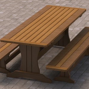Trestle Style Picnic Table with Benches Woodworking Plans