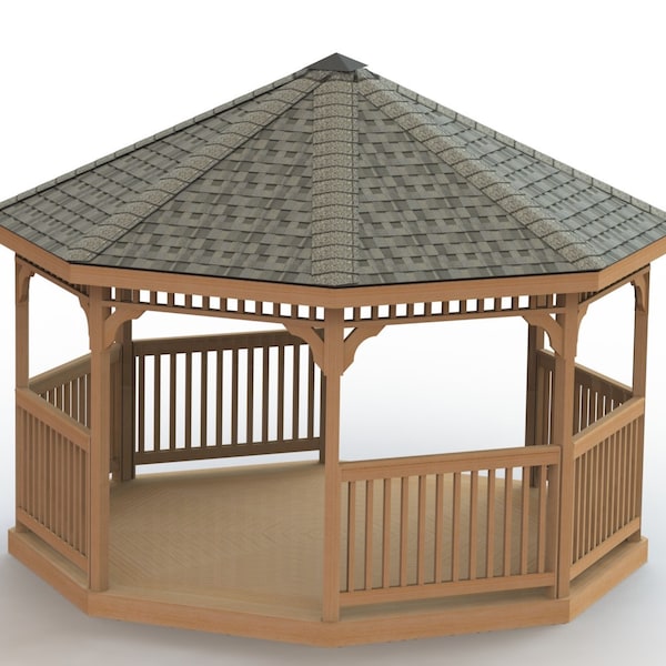 Gazebo Downloadable Building Plans - Octagon - 14 x 14