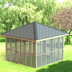Screened In Gazebo Building Plans I Hip Roof - 12 x 12