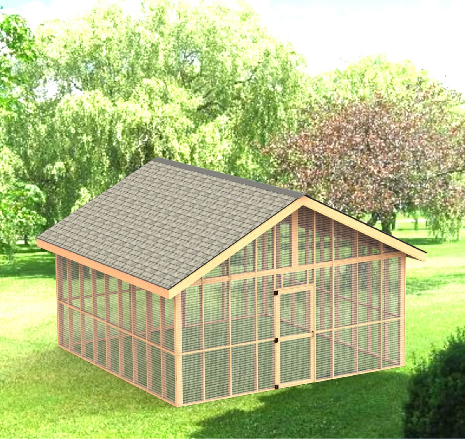 Screened in Gazebo Building Plans I Gable Roof 18 X 18 Etsy