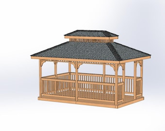 Garden Gazebo Building Plans I Double Hip Roof - 10 x 16
